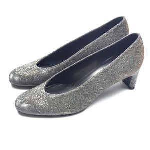 Stuart Weitzman Silver Glitter Heels